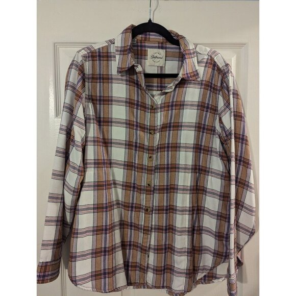 Jach's Girlfriend Ladies Cozy Flannel Long Sleeve Button Up Pockets Size L - Picture 1 of 4